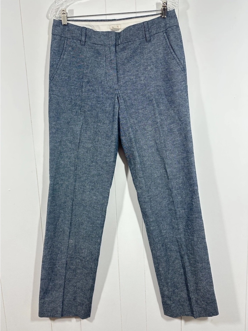 J Crew Size 6 cotton linen Gray Dress Pants Womens Flat Front Career